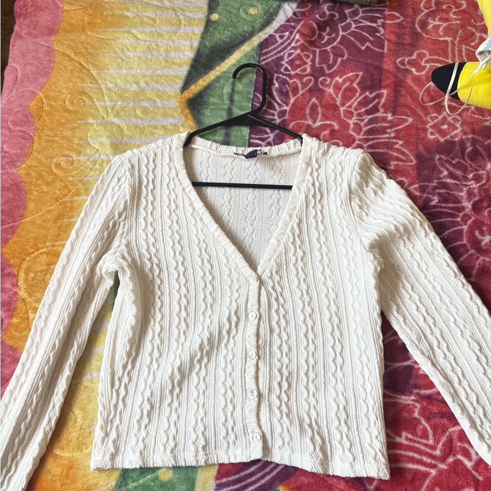 White Cable Knit Cardigan